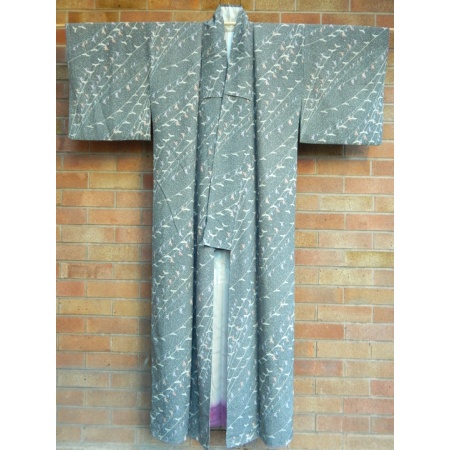 Grey Flower Pattern Kimono