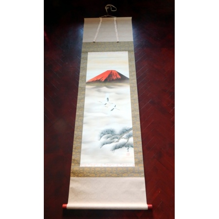 Wall Hanging Scroll - Mt Fuji and Cranes