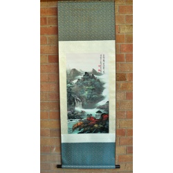 Chinese Silk Scroll - Landscape with Pagoda