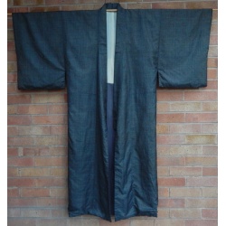 Men's Antique Japanese Dark Blue Silk Kimono