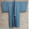 Men's Blue Grey Plain Silk Kimono