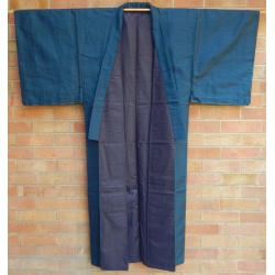 Men's Vintage Blue Silk Kimono