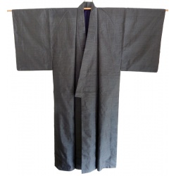 Men's Antique Grey Silk Japanese Kimono