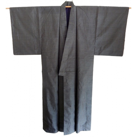 Men's Antique Grey Silk Japanese Kimono