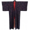 Antique Black Silk Kimono with Red Leaves