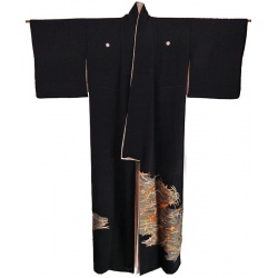 Japanese Tomesode Kimono - Pine Needles in a Stream