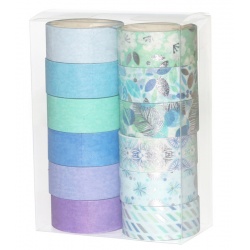 Washi Tape Rolls in Blue and Silver Theme