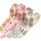 Washi Tape Rolls with Pink Tone Flower and Leaf Designs