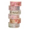 Washi Tape Rolls with Pink Tone Flower and Leaf Designs