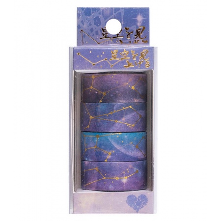 Washi Tape Rolls with Blue Tone Constellation Designs