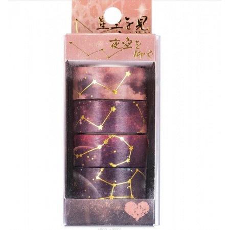Washi Tape Rolls with Pink Tone Constellation Designs