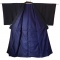 Men's Black Habutae Silk Vintage Itsutsumon Kimono